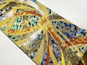 花々に色紙散らし模様織出し袋帯